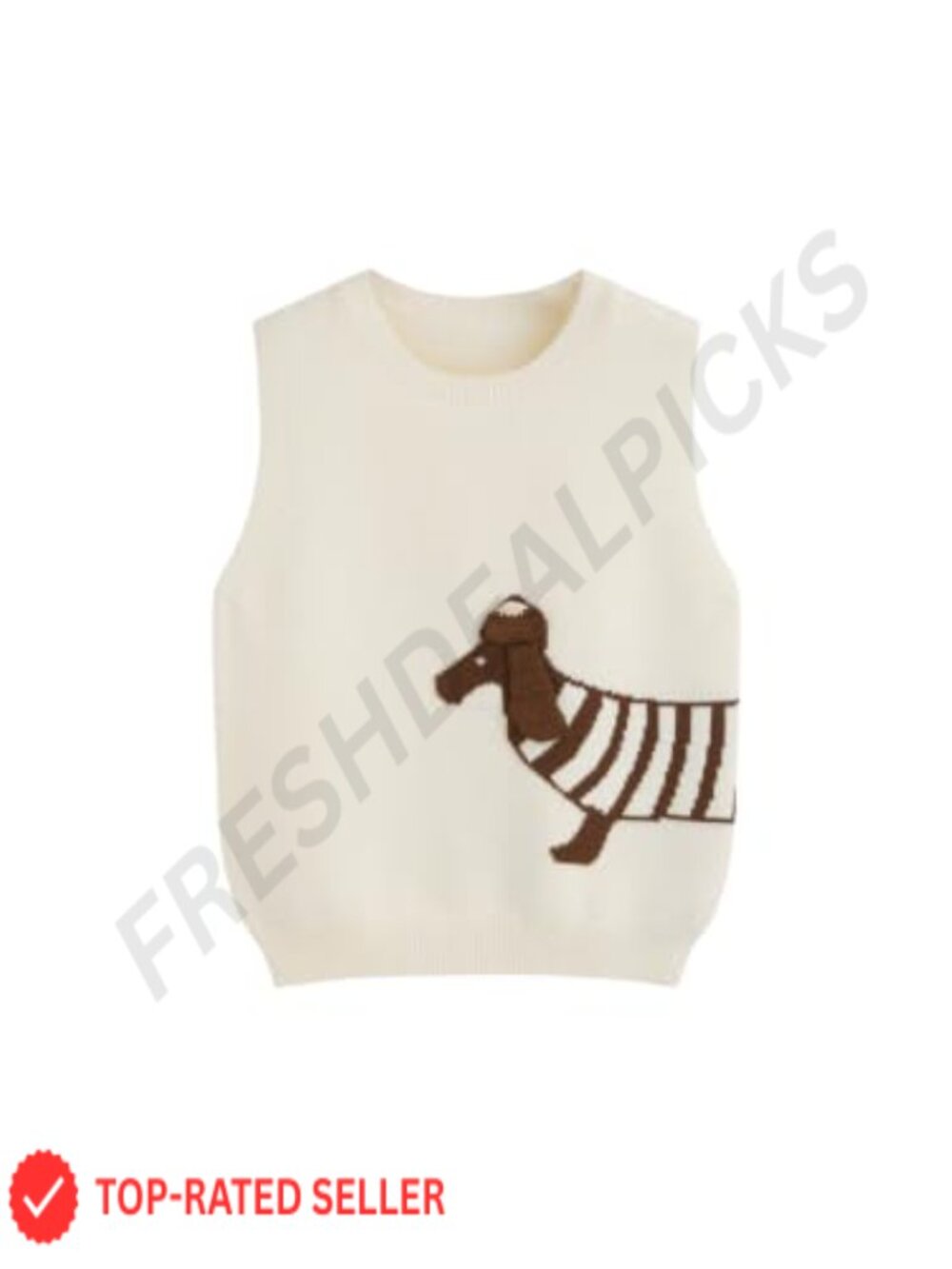 Sweater Vest Sleeveless Soft Knit Puppy Pattern Pullover Casual Fall Top